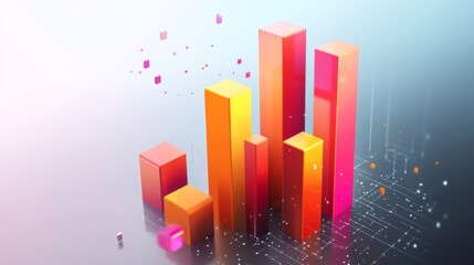 Poster - A visually appealing business bar graph with colorful bars on a transparent background, symbolizing data analysis and trends, creating an engaging and modern look.
