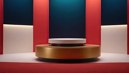 Poster - 3D, cylinder podium display scene of minimal geometric platform base isolated on transparent background. 4