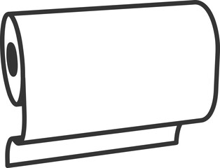 Poster - Simple line art illustration of a roll of paper on a holder.  Perfect for websites, apps, or presentations needing a clean, minimalist design. Represents organization, efficiency, and readiness.