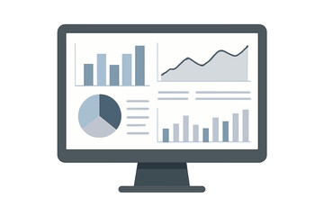 Aufkleber - Computer screen displaying graphs and charts for data analysis and financial reporting