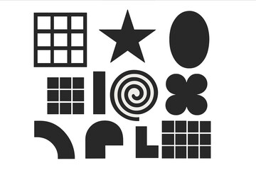 Poster - Collection of abstract geometric shapes, including star, circle, and square isolated