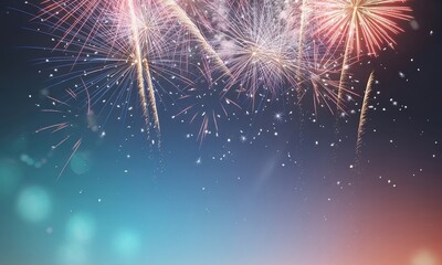 Colorful fireworks night sky display celebration background
