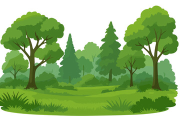 Poster - Landscape of summer forest glade with green trees vector icon, offering nature, fresh air and peaceful ambiance