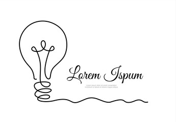 Aufkleber - Hand drawn. Light bulb continuous one line drawing. Lightbulb in simple linear style. Idea, brainstorm concept. Vector illustration. Editable stroke	