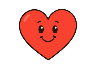 Poster - Happy red heart cartoon character isolated on white background vector style illustration