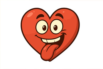 Poster - Red heart cartoon character with tongue out vector illustration icon isolated