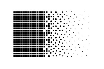 Poster - Fading black squares and circles pattern illustration isolated on white background