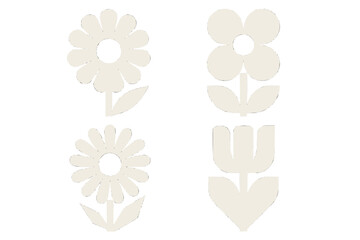 Poster - Four minimalist flower icons, vector graphic botanical illustration isolated on white background