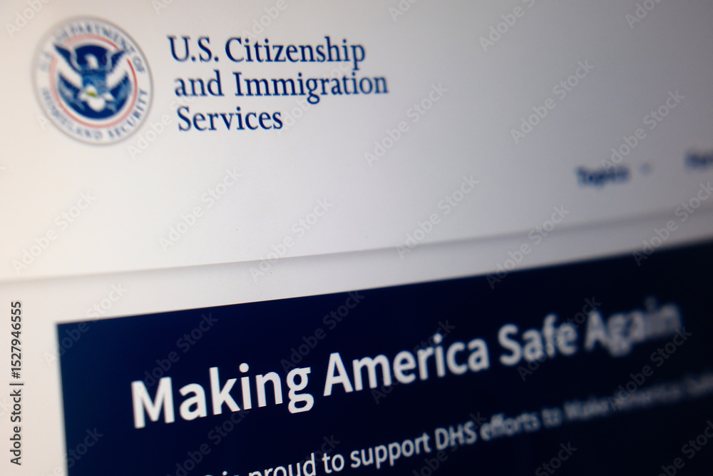 London, UK, 06.10.2025: US Immigration and Customs Enforcement web page ...