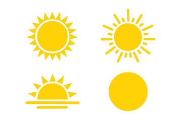 Poster - Various simple yellow Sun symbols present different phases on isolated white background