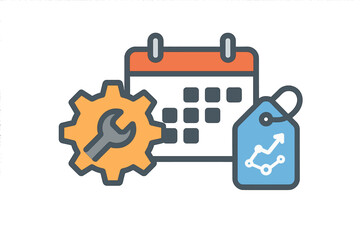 Poster - Vector icon showing schedule maintenance with price increase tag isolated