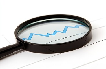 Wall Mural - Magnifying glass focusing on fluctuating graph