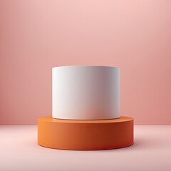 Poster - blank white product display concept with white round platform and light rays. 3