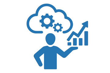 Aufkleber - Blue cloud computing icon showing strategy and business growth on isolated white background