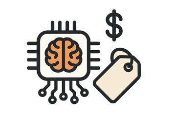 Poster - Artificial intelligence cost concept vector icon illustrates expensive tech brainpower