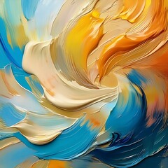 Poster - abstract colorful background with oil paint strokes