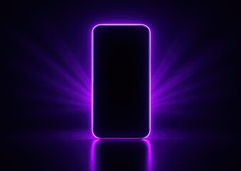 Poster - Innovation and technology converge in this sleek smartphone glowing with purple light symbolizing modern communication and digital progress