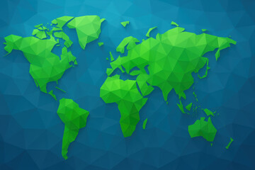 Poster - A stylized polygonal world map highlights global connectivity and geographic diversity symbolizing international business and strategy