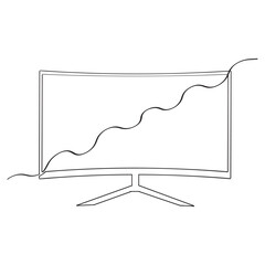 Fototapete -  continuous line drawing Computer icon computer monitors icon vector.