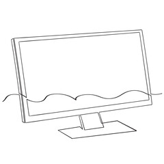 Fototapete -  continuous line drawing Computer icon computer monitors icon vector.