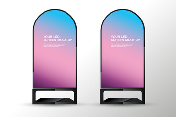 Aufkleber - Set of two special shapes in Technology LED screen mock up on white background. A half circle LED screen mock up used in advertising space vector