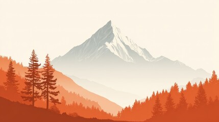 Wall Mural - Majestic Mountain Peak Outlined in Negative Space Against Landscape