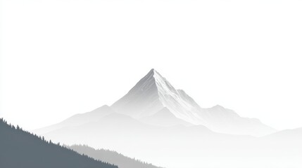 Wall Mural - Serene Mountain Peak Outlined in Negative Space with Soft Gradients