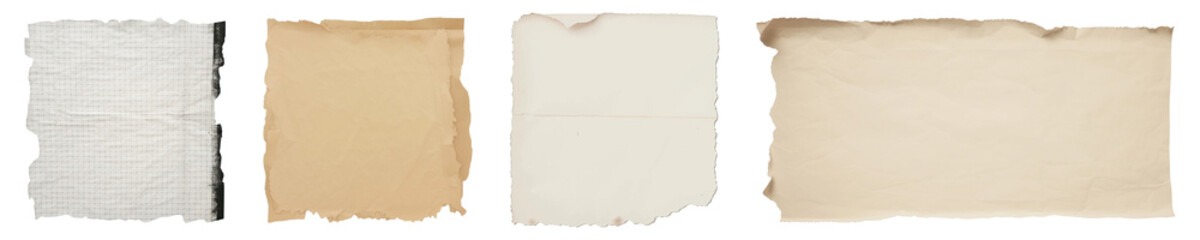 Poster - PNG Vintage torn paper textures, element set on transparent background