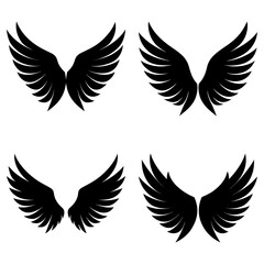 Poster - Four sets of black wings arranged in a square pattern on a white background in a simple vector style