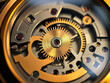 © photobuay - Close up view of luxury watch intricate golden gears and mechanical components, showcasing precision and craftsmanship