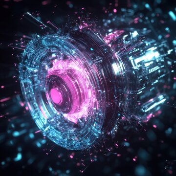 Cyberpunk Engine, Futuristic Technology Abstract