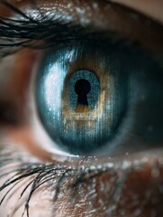 Poster - Symbolizing Secure Vision Data, an Eye Within a Digital Padlock Illustrates the Importance of Data Protection and Privacy in Todays Digital Landscape