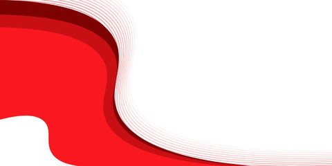 Poster - A white background with red abstract waves layered on top, featuring thin lines and a gradient of red hues.