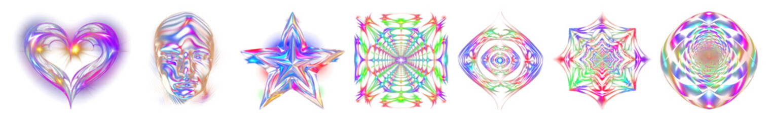 Poster - PNG Colorful geometric abstract patterns, element set on transparent background