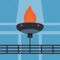 Poster - Decorative flame on a dark-colored structure.