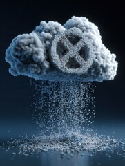 Aufkleber - Cloud System Error Symbol Dissolving Into Particles With a Soft Upper Margin in a Dark Background