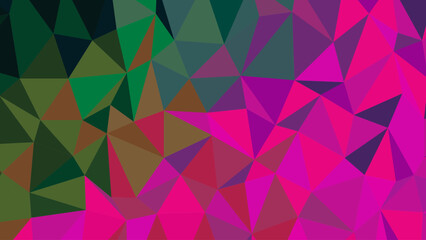 Poster - Colorful geometric pattern with pink and green triangles creating vibrant abstract design