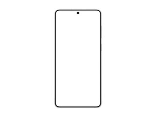 Wall Mural - photo of smartphone similar to android device with thin edge without background. silver color. templ