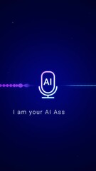 Aufkleber - Smart AI voice recognition personal assistant technology concept, artificial intelligence chat app screen, deep learning text to speech generated, automated virtual business customer service support