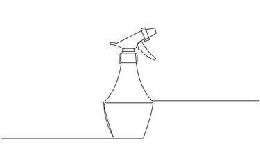 Poster - Hairdresser sprayer, spray bottle one line continuous drawing, One line art of barber hair dress barber or gardener or disinfectant bottle vector illustration.