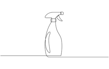 Poster - Hairdresser sprayer, spray bottle one line continuous drawing, One line art of barber hair dress barber or gardener or disinfectant bottle vector illustration.
