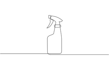 Poster - Hairdresser sprayer, spray bottle one line continuous drawing, One line art of barber hair dress barber or gardener or disinfectant bottle vector illustration.