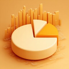 Poster - 3d pie chart with bar graph overlay.