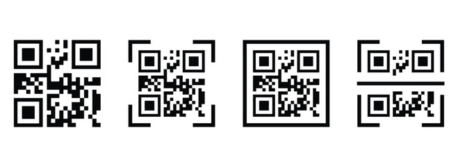 Qr-code and scanner vector icon illustrator on white background. business pay symbol icon vector. 