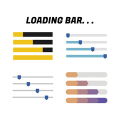 Fototapete - Set of Loading Icons and Progress Bar.  Horizontal Load Indicators.