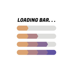 Fototapete - Loading Icons and Progress Bar.  Horizontal Load Indicators.