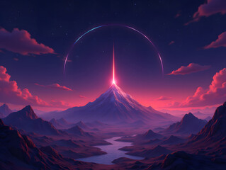 Wall Mural - a cosmic meteor cuts through the night sky abstract natural scene wallpaper illustration