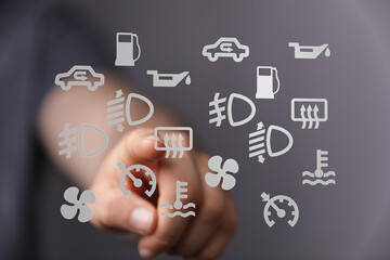 Poster - Learn to identify and understand common car dashboard warning lights and symbols for better vehicle maintenance.