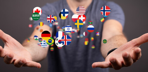 Poster - Image depicting global reach and international connections. Ideal for businesses targeting a worldwide market.
