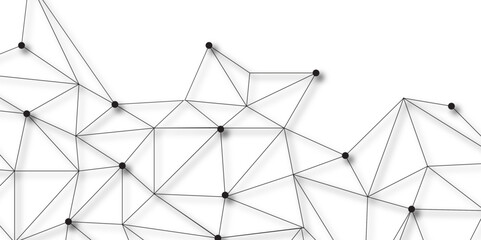 Aufkleber - Abstract geometric background with connecting dots and lines with low poly triangle shapes. Polygonal Mesh Background Vector design digital technology concept Global network connection data structure.